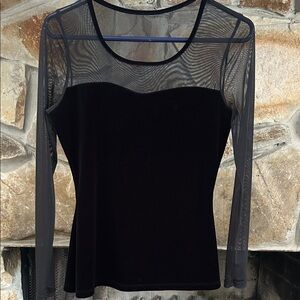 Boston Proper Black Mesh Sleeve Blouse